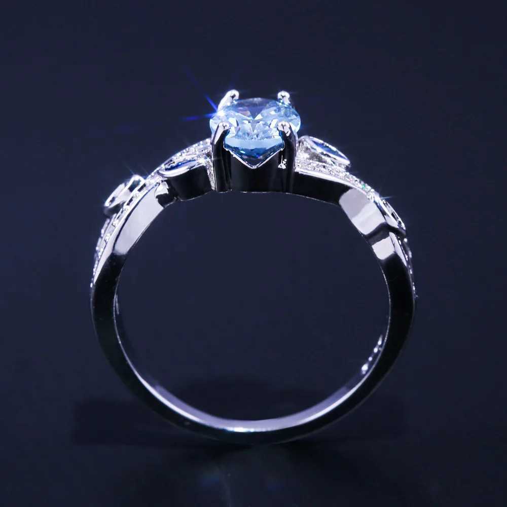 New Luxury Big silver 925 original Rings with Blue Colors CZ Zircon Stone for Women Fashion Wedding Engagement Rings GiftsXJ250104