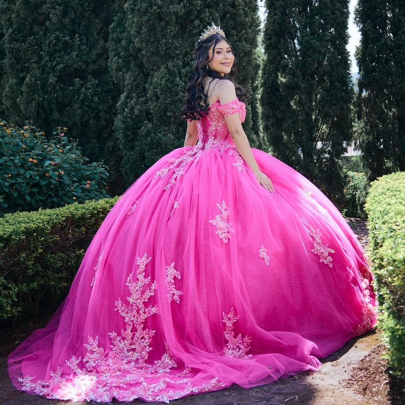Rose Red Shiny Quinceanera Dresses Ball Gown Sweetheart Sequin Applique Lace Beading Tulle Lace-Up Party Princess Sweet 16 Dress Vestidos 15 XV Anos