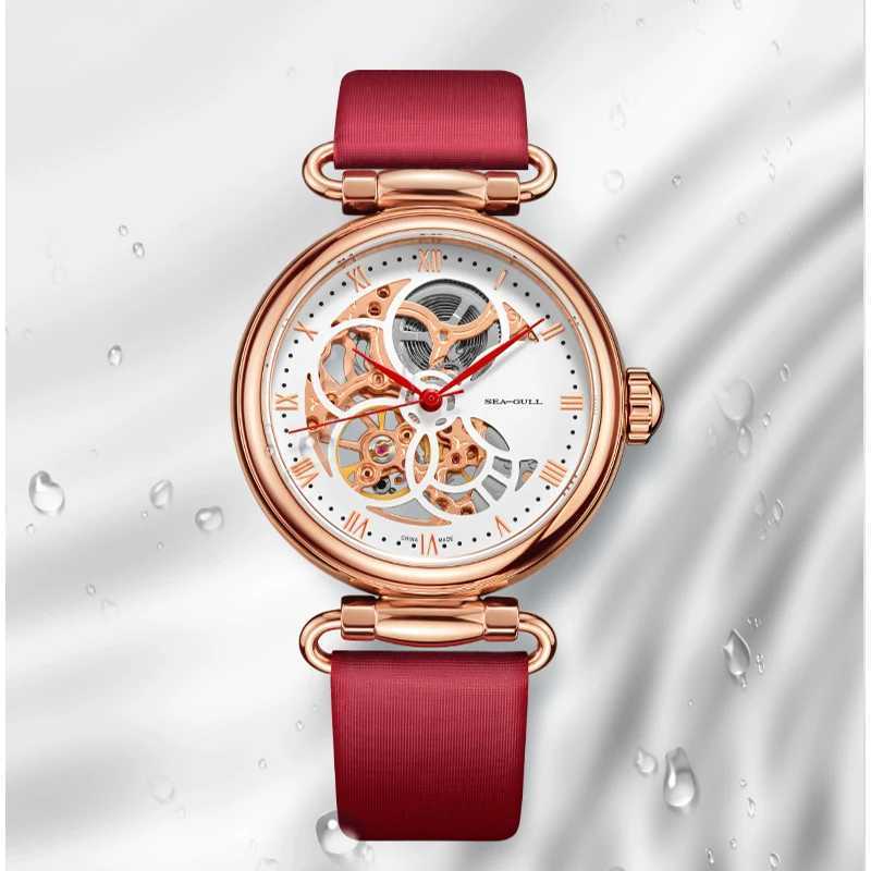 2022 Seagull Fashion Womens Leather Str Waterproof Automatic Full Hollow Mechanical Womens 811.11.6002 W250104