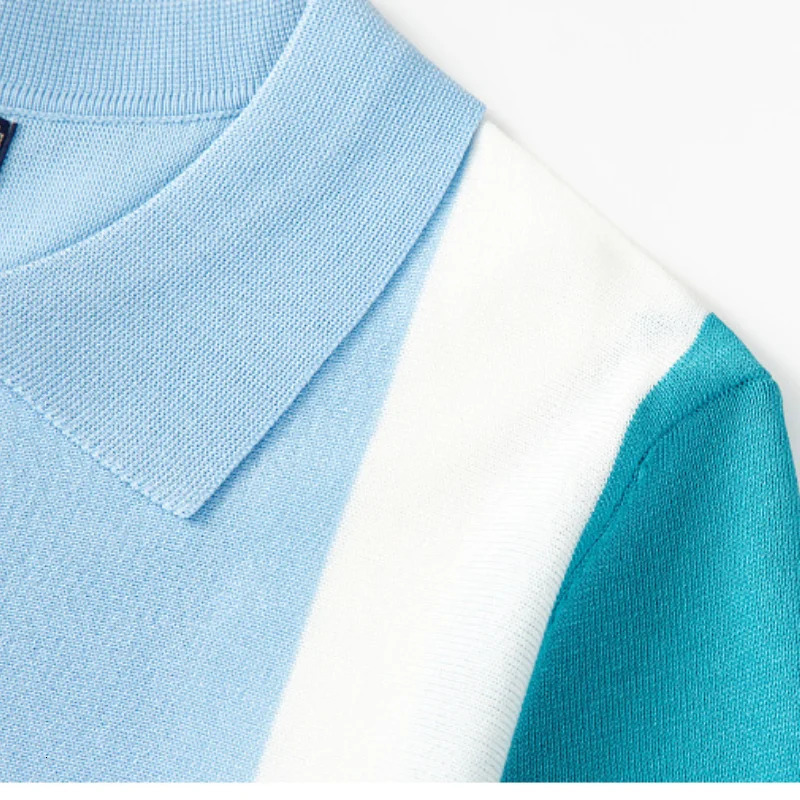 Mens knitted long sleeved polo shirt casual slim fit business polo shirt mens down button casual knitted autumn street clothing 250103