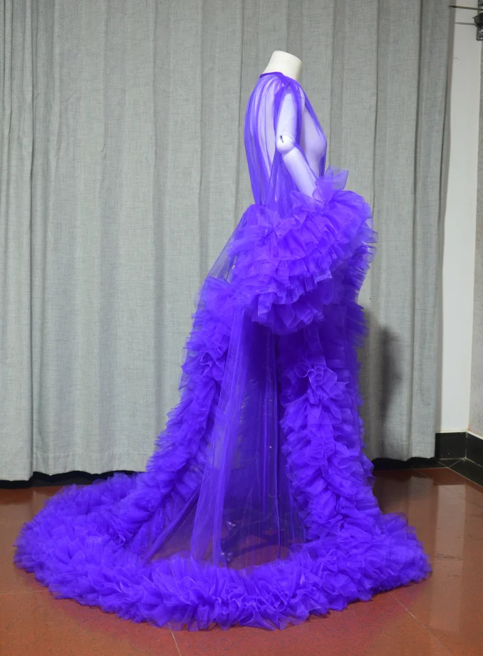 Womens transparent long sheer fluffy maternity dress shower pajama customization 250103