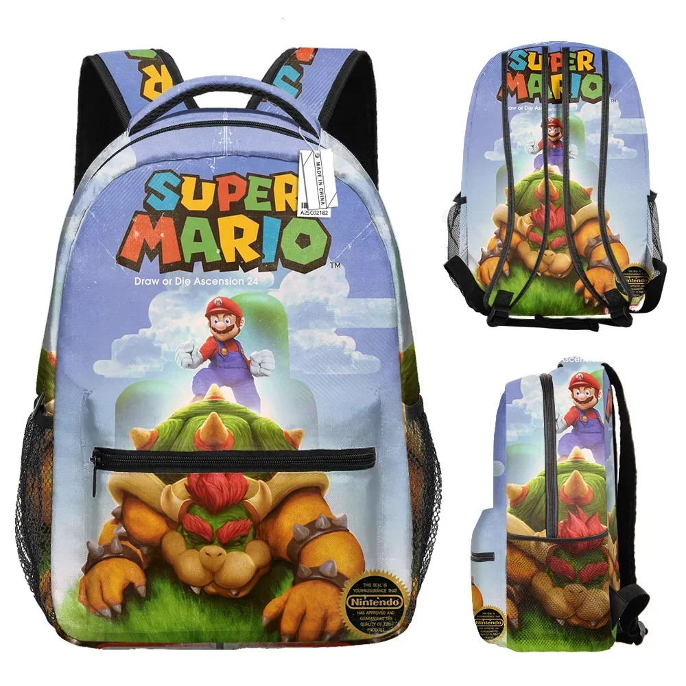 Marioed Super Mario Large Capacity School Bag Fully Printed Fashion Backpack Birthday Gift Mochila