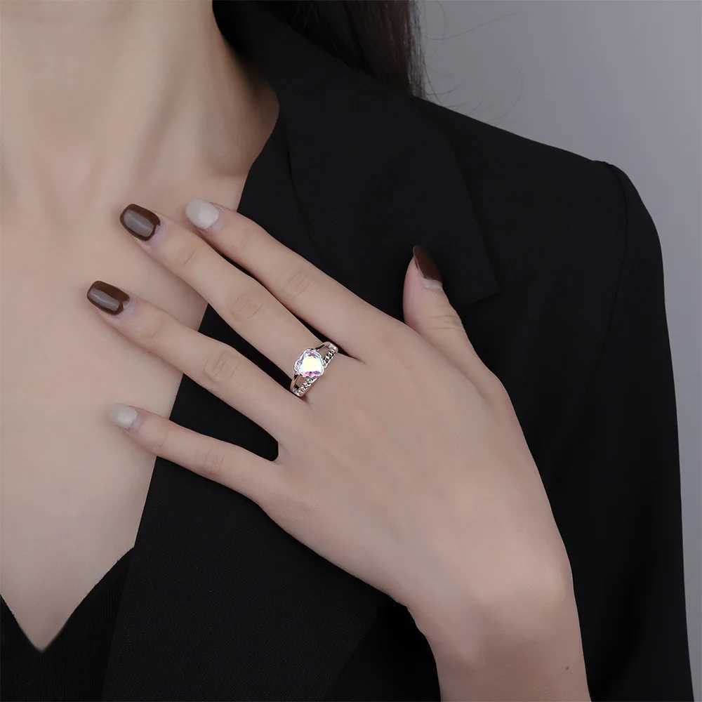 925 Sterling Silver Heart Crystal Adjustable Rings Wedding Luxury Jewelry For Women and Money 925XJ250514