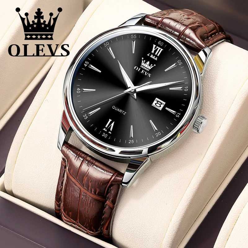 OLEVS original waterproof casual quartz mens fashion trend wrist mens best-selling leather Str classic mens style W250104