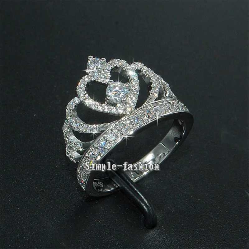 Queen Crown Diamond Ring Real 925 sterling silver Jewelry Luxury Engagement Wedding band Rings for Women Bridal Party accoryXJ250104