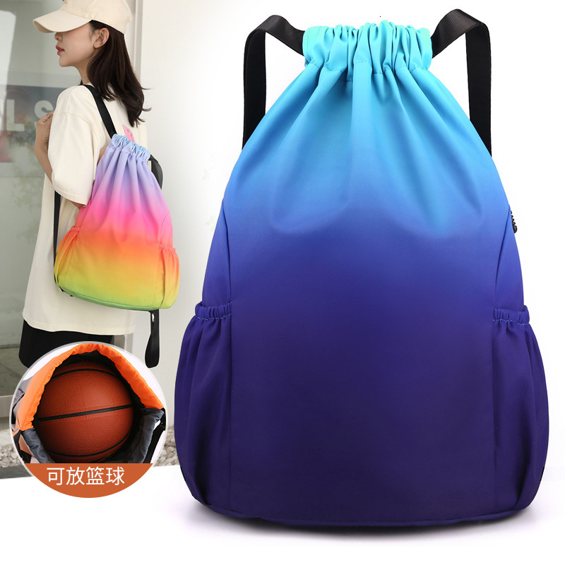 Leisure Large Capacity Backpack, Drawstring Pocket, Training Outdoor Travel Bag, Printed Text