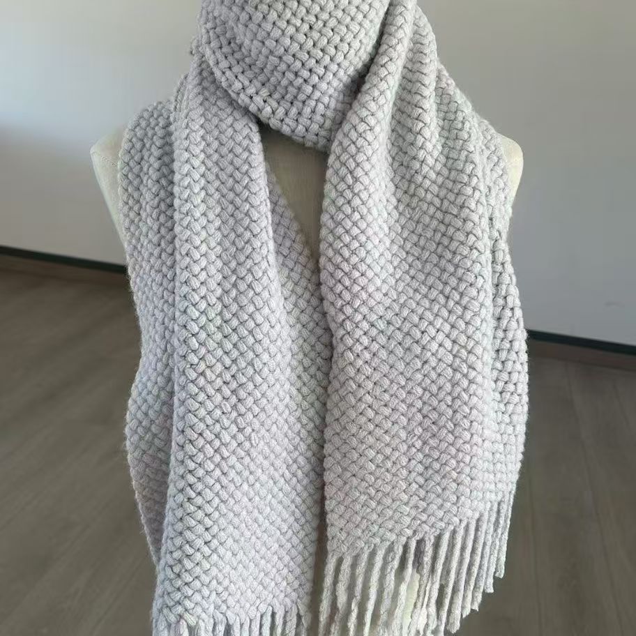 T059 new style ladies winter simple versatile warp knitted scarf decorative warm solid color knitted wool