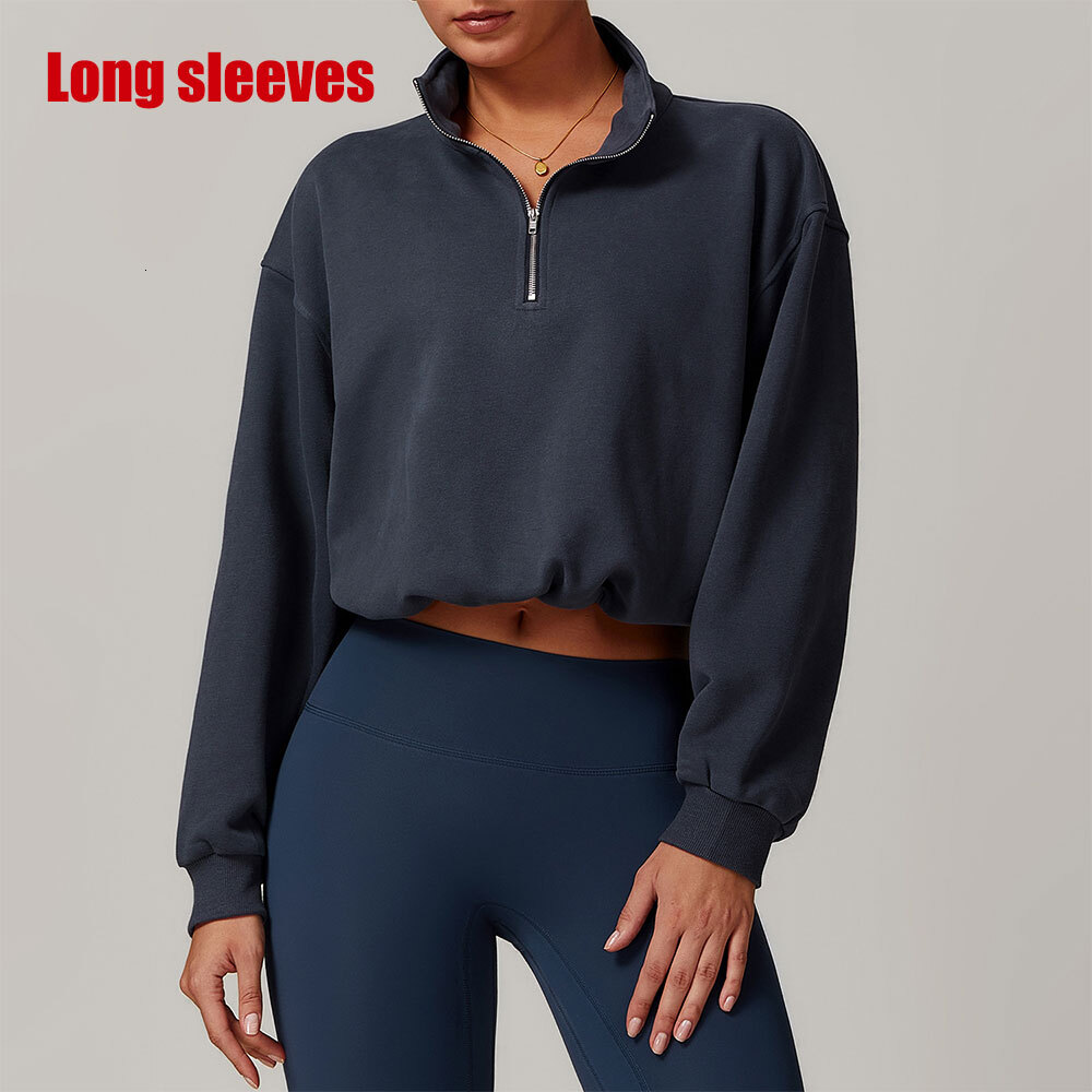 Cotton Winter Outdoor High Collar Yoga Top Coat Running Women's Jacket Half Zipper Women Sports Gym Long Sleeves