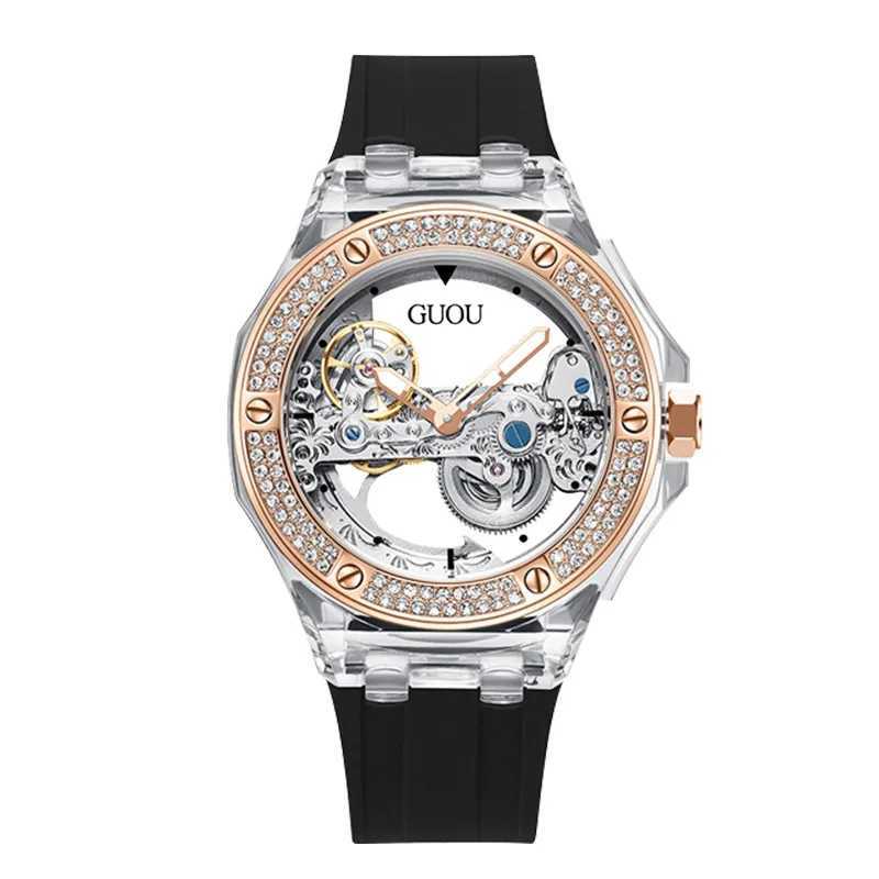 2023 Fashion Guou Top Brand Simple Female Waterproof Female Water Diamond Sile Te Trend Automatic Machinery W250104