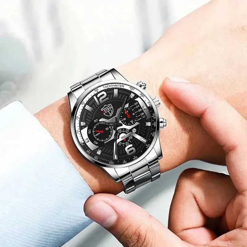 5-piece DEYROS Fashion Mens Calendar Mens Busin Stainless Steel Quartz Wrist Mens Casual Necklace Bracelet W250104