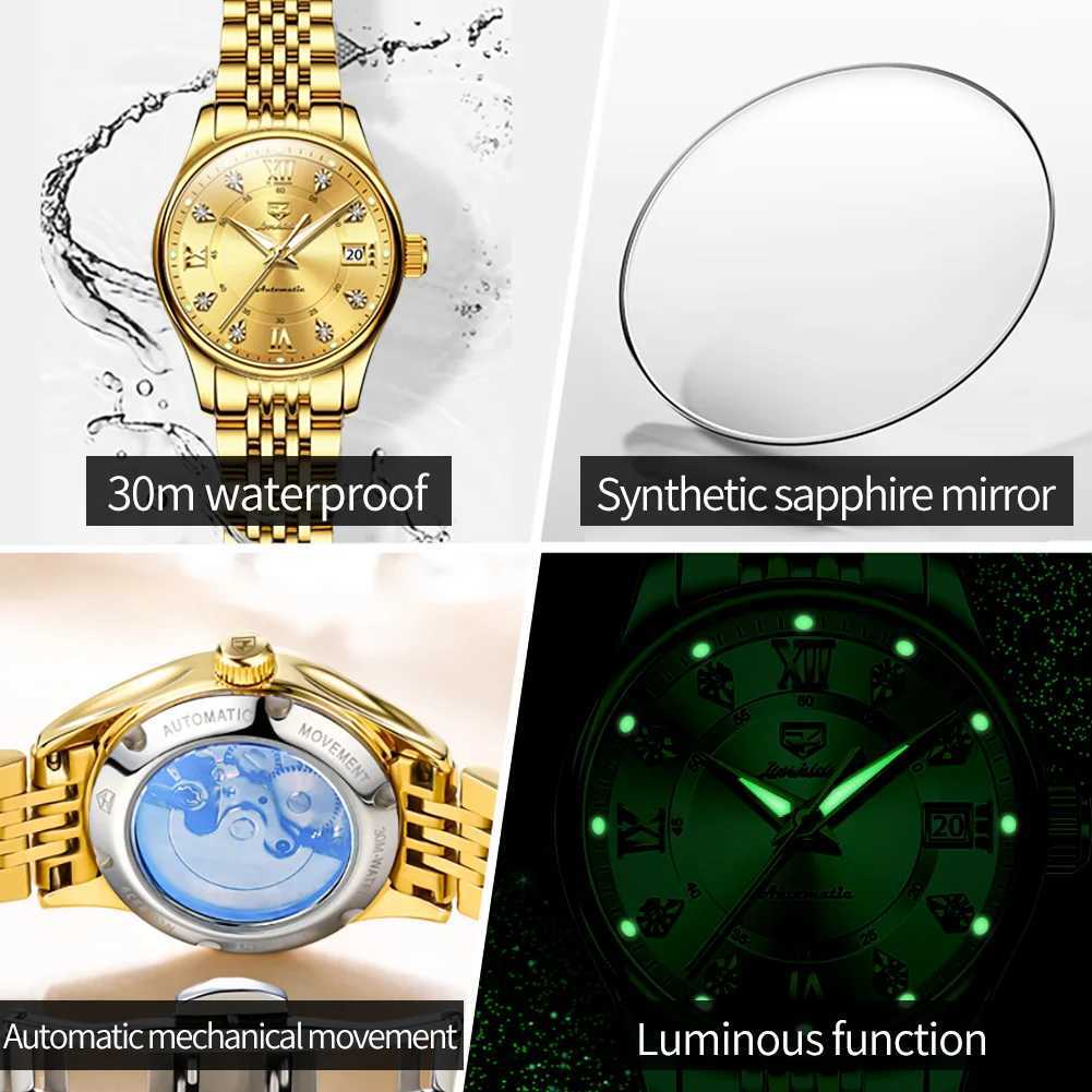 JSDUN Fashion Elegant Automatic Mechanical Women Waterproof Luminous Womens Wrist Primitive Trend Luxury Women W250104