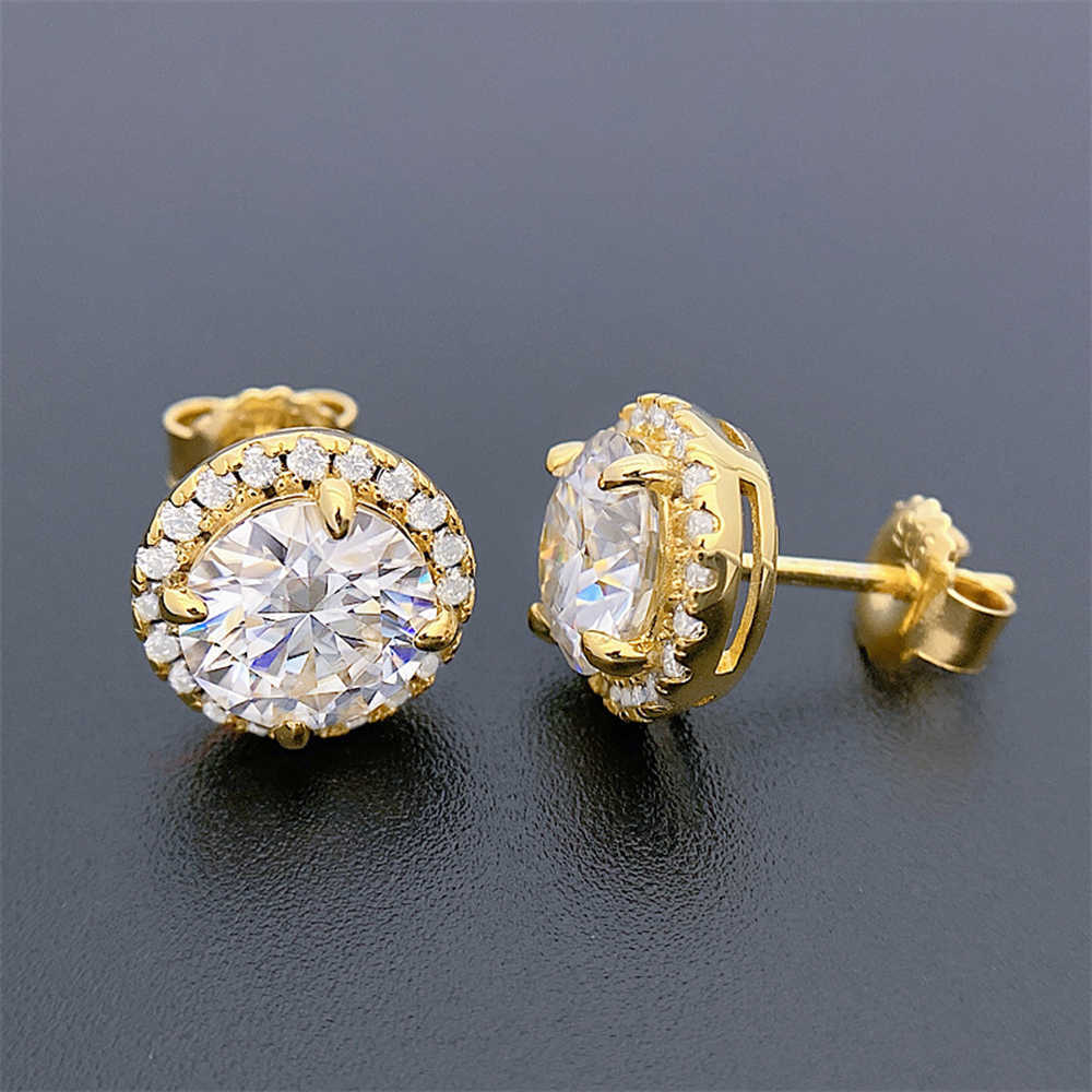 Icedminer Moissanite Diamond Earrings Round S925 Silver Ear Jewelry Pass Tester S925 Silver Earrings for Women