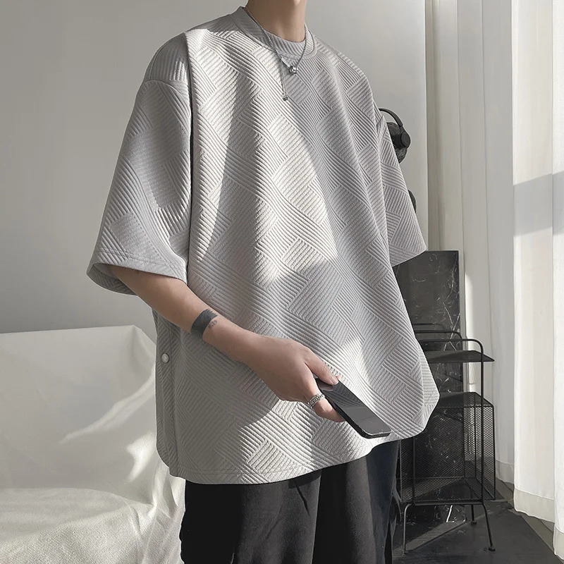 Summer Short Sleeve T-shirt Men Fashion Retro Oversized T shirt Men Streetwear Hip Hop Loose Round Neck Tshirt Mens Top M-3XL 250102