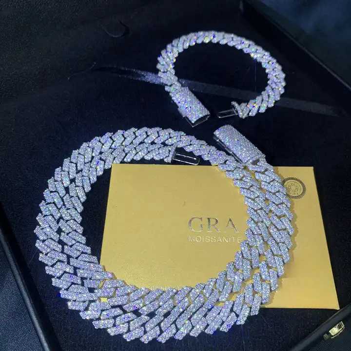 Fashion Iced Miami Cuban Chain Vvs Moissanite Hip Hop Jewelry 8mm 10mm Custom Necklace