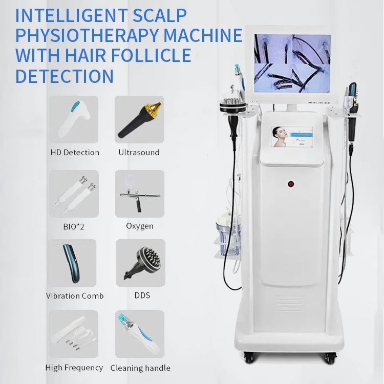 New Arrival Scalp & Hair Treatment 8 Handles Scalp Detection Camera Health Improving Hair Follicle Massage Ultrasound Scalp Care Instrument