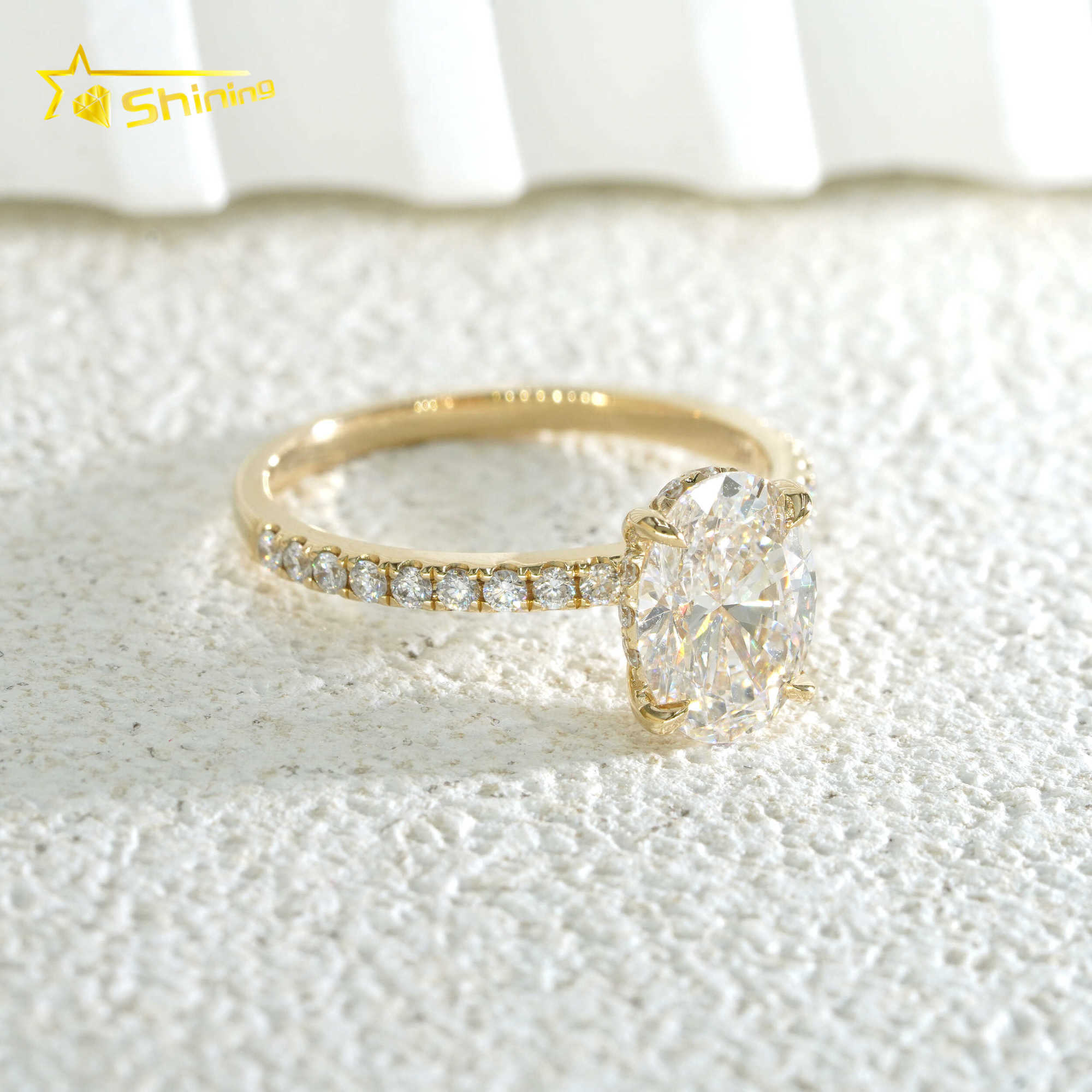 Oval Cut G VVS2 IGI Lab Grown Diamonds Engagement Rings Ready To Ship Fine Jewelry 14K Solid Yellow Gold Rings with Certificate