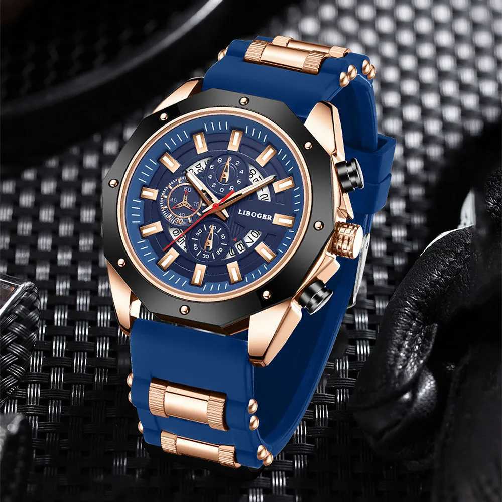 Blue Sile Mens Fashion Military Sports Timetable Mens Top Luxury Waterproof Mens Montre Homme W250104