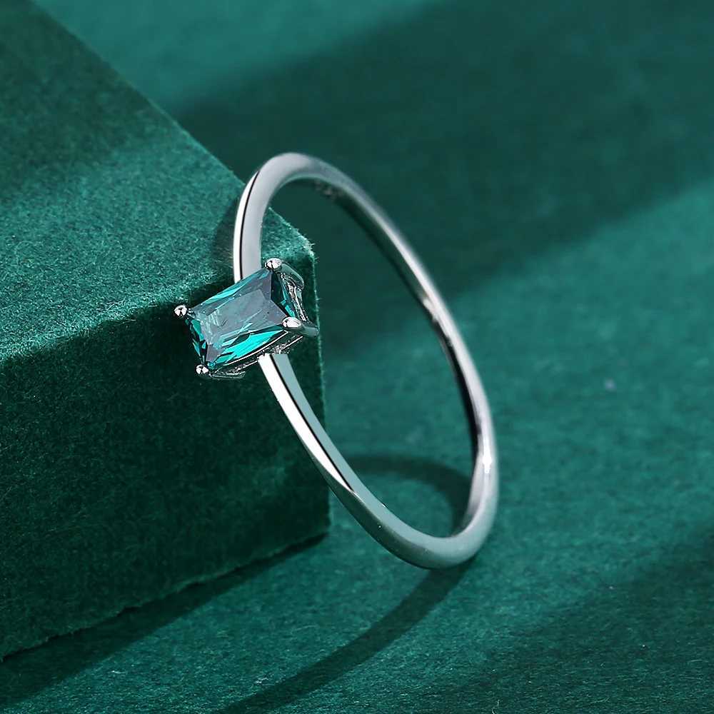 2022 NEW Classic Paraiba Rectangular Emerald Original S925 Sterling Silver Rings For Women Sphire Diamond Engagement JewelryXJ250104