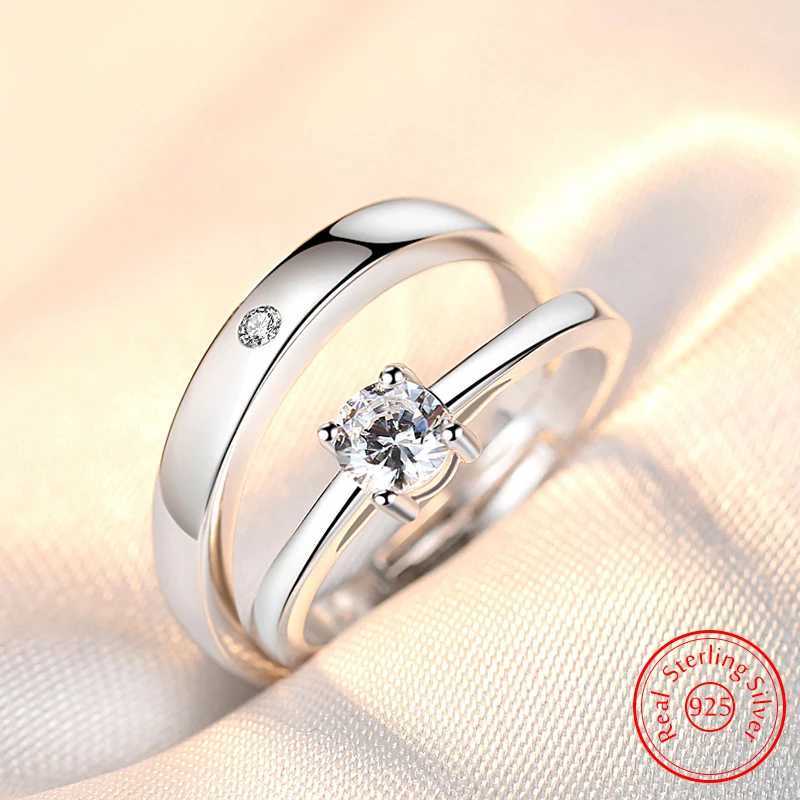 Womans 925 Sterling Silver Fashion Jewelry New Crystal Zircon Couple Rings For Men XY0345XJ250104