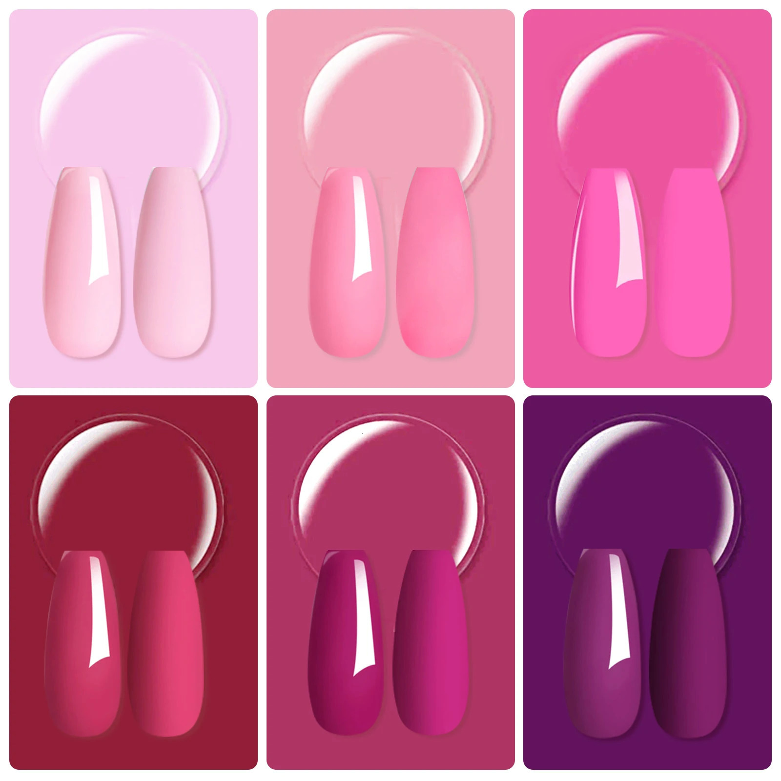 6 boxset Valentines Day Pink Very Fine Dip Powder Series Nail Kit Dipping Set as Gel Naill Polish Effect 241230