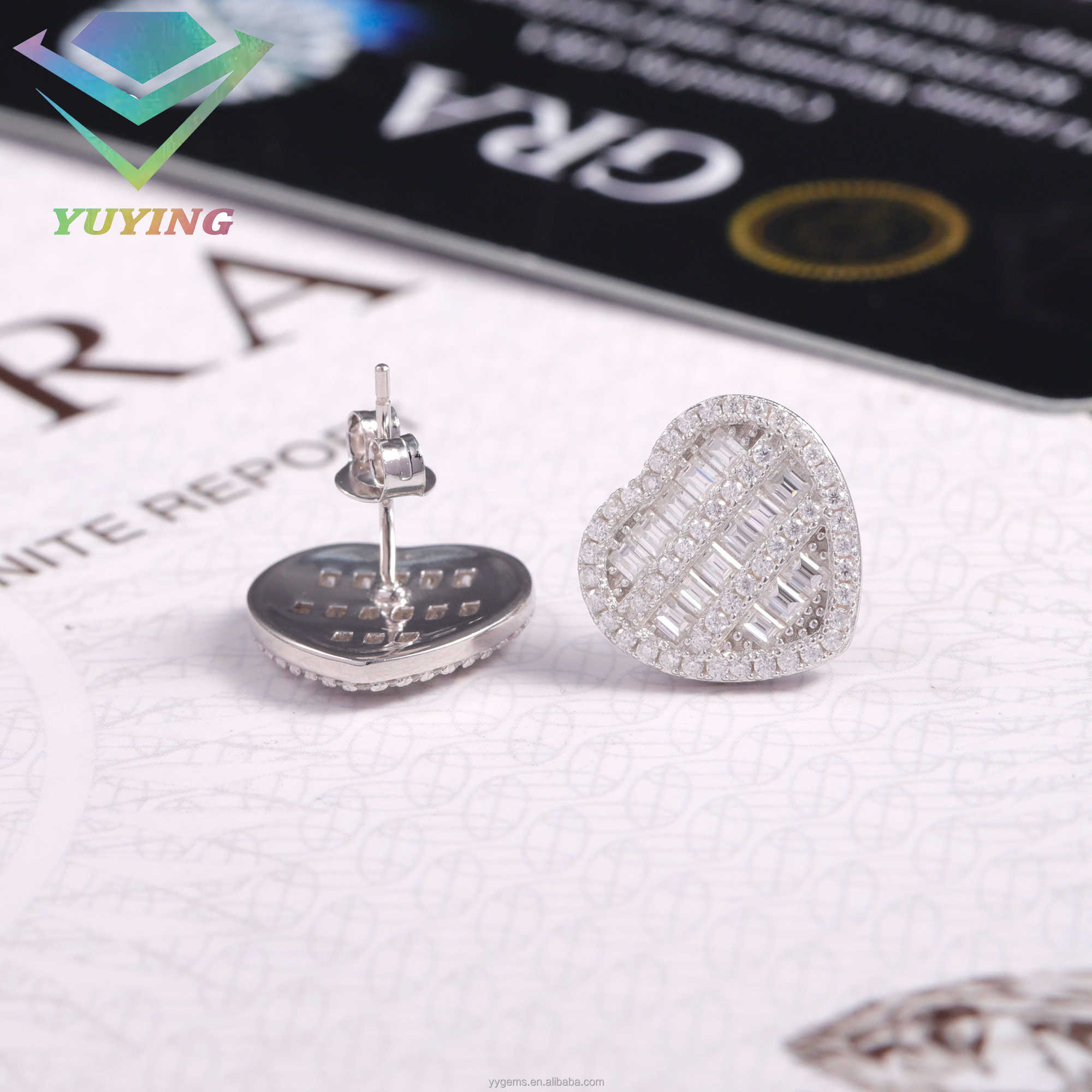 New Arrival Men Women Jewelry 925 Sterling Silver VVS Moissanite Diamond Heart Shape Earring Studs for Hip Hop Life