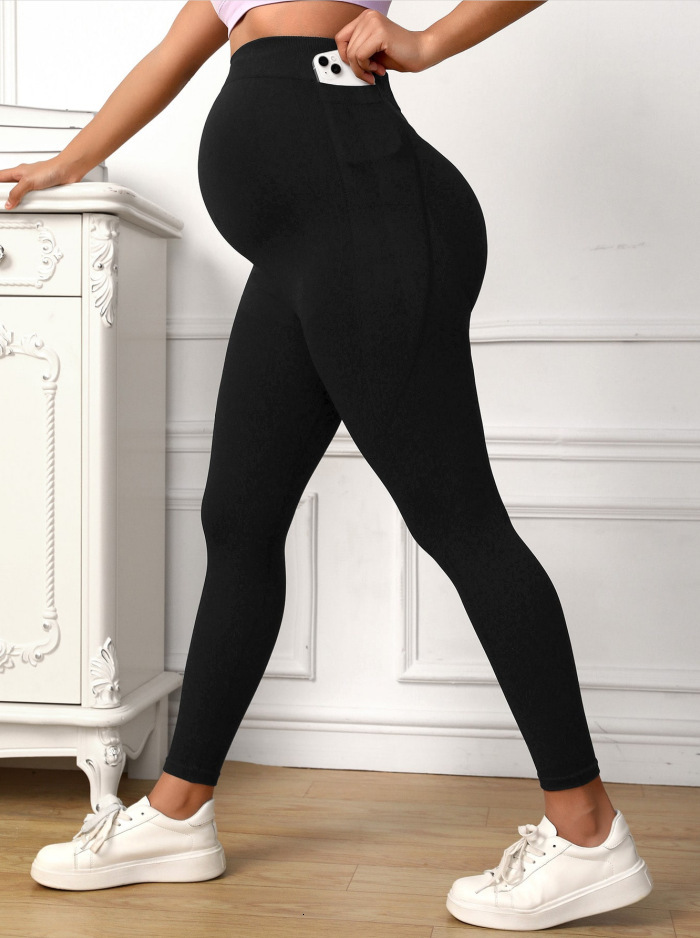Maternity Over The Belly Buttery Soft Casual Leggings For Women Non-See-Through Yoga Pants Tights
