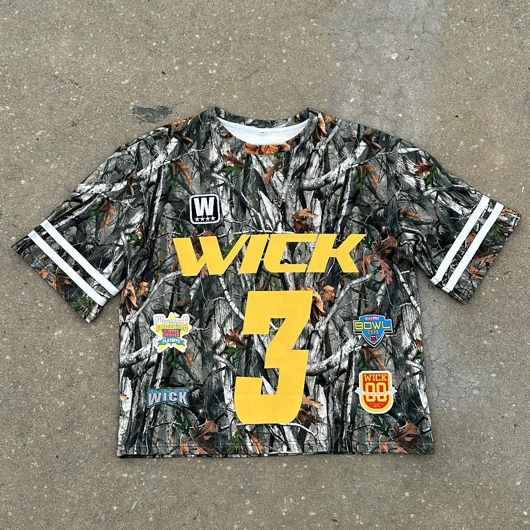 Y2K Wick Camouflage Harajuku Hip Hop Letter Print Oversized Goth Sports T Shirt Mens Womens Tops Clothing 250103