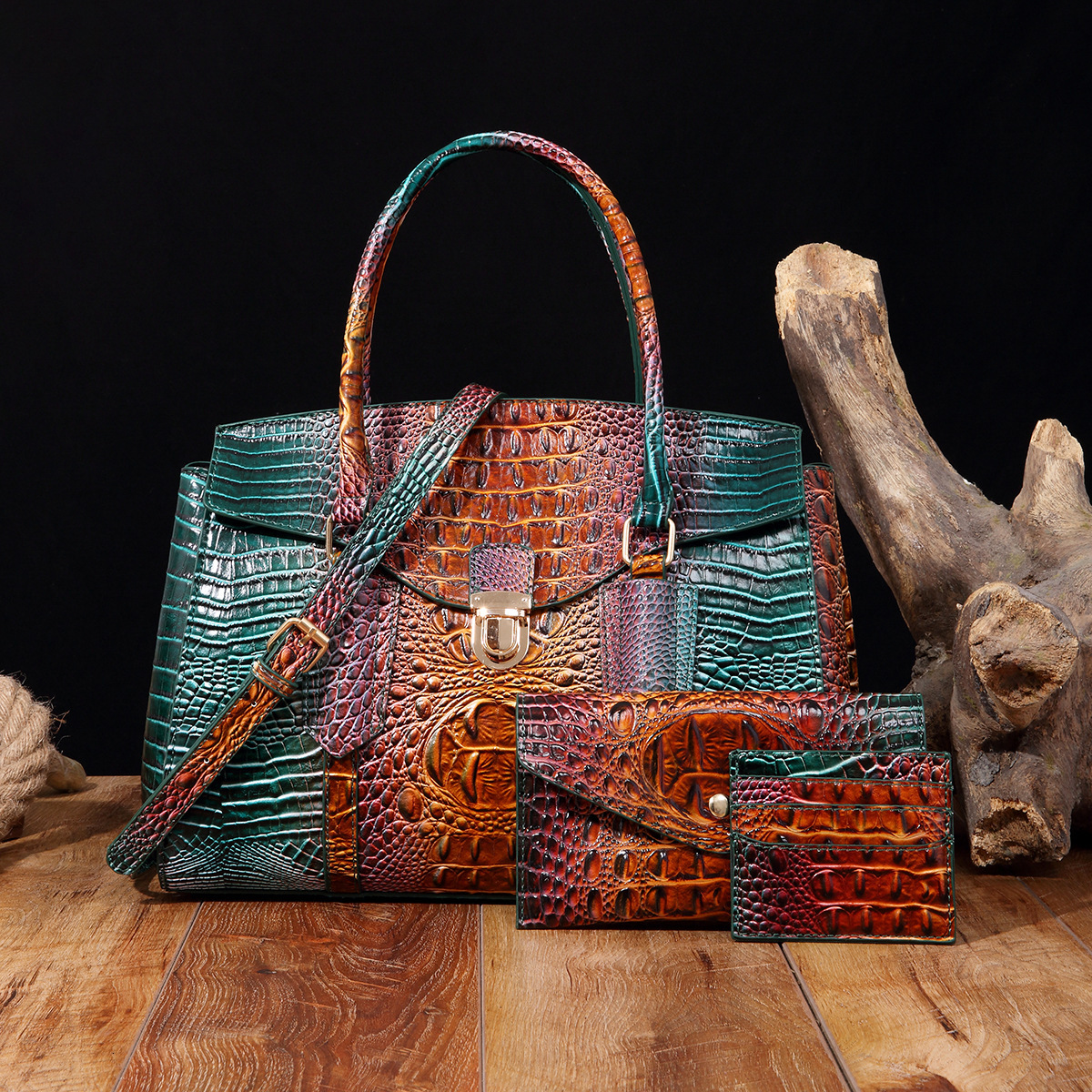 Alligator hot Purses Handbags, Crocodile Leather Wallet - Women's Slanted Bag, Colorful Card Pattern, Casual Trendy Handbag, Lightweight for Dail