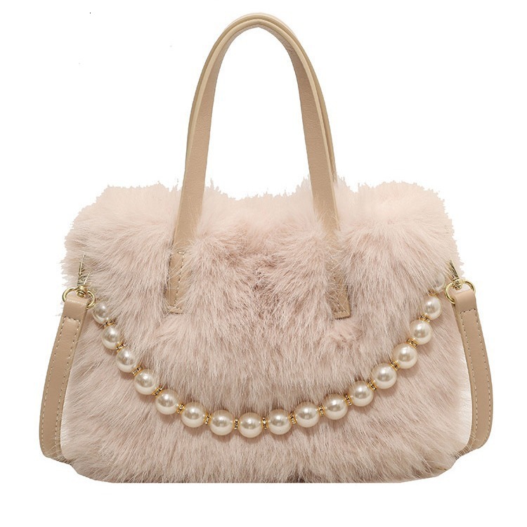 Handbag 2024 New Fashionable Pearl Hairy Small Square Winter Texture Women's Crossbody Bag
