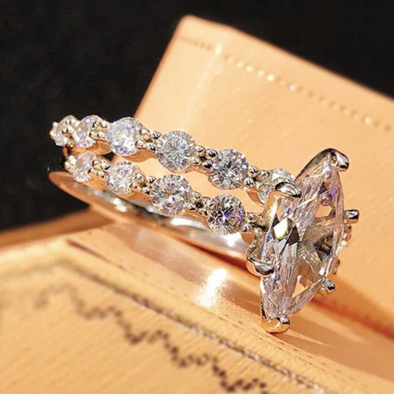 Marquise cut Lab Diamond Finger Ring sets White Gold Filled Party Wedding band Rings for Women Men Engagement Jewelry GiftXJ250104