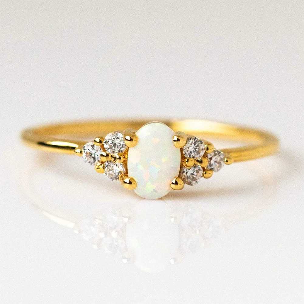 925 Sterling Silver Microinlaid Crystal Opal Womens Wedding Ring 18k Gold Plated Finger Rings US Size 6/7/8 Jewelry GiftXJ250104