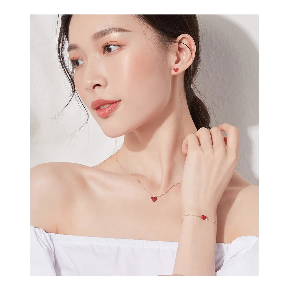 Lamoon womens heart-shaped bracelet with simple Bijoux 925 sterling silver 14K gold-plated bracelet LMHI065 250102