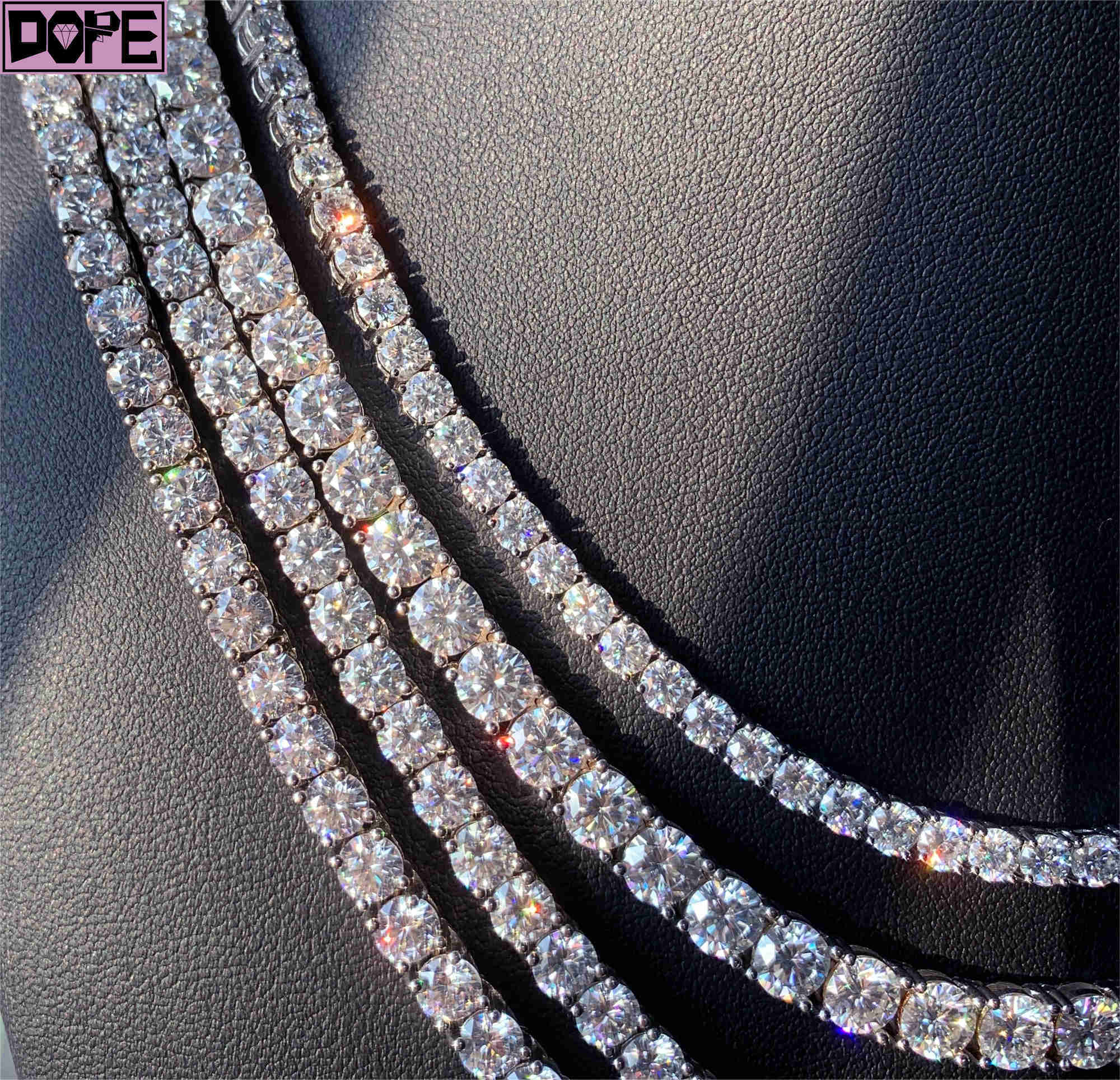 In Stock 3mm/4mm/5mm Tennis Chain High Quality 925 Sterling Silver Hiphop Iced Out Moissanite Tennis Chain