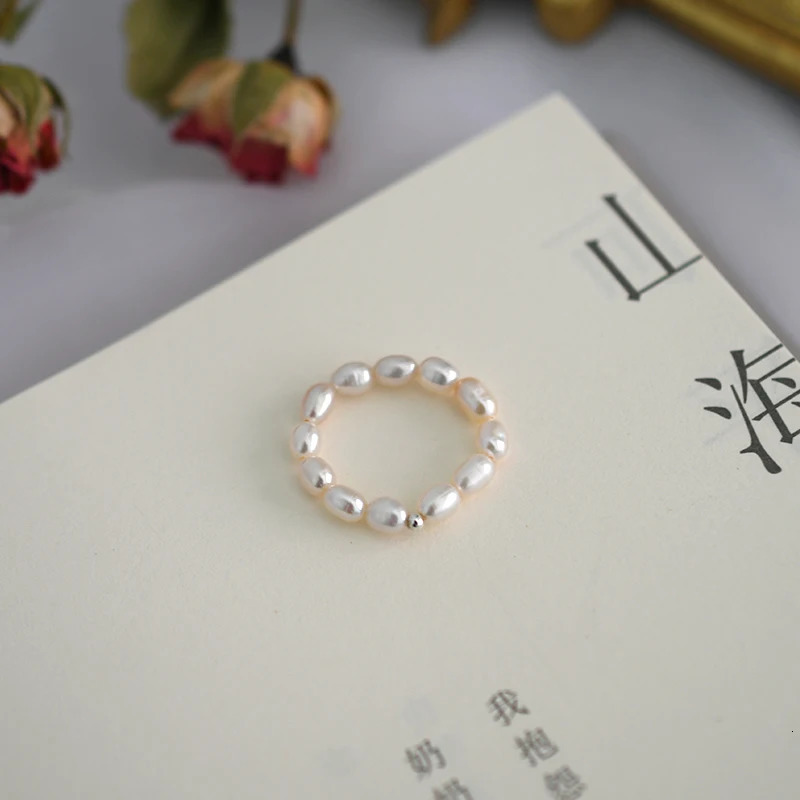 ASHIQI Fashion 3-4mm Mini Small Natural Freshwater Pearl Couple Rings Real 925 Sterling Silver Jewelry for Women Gift 250103