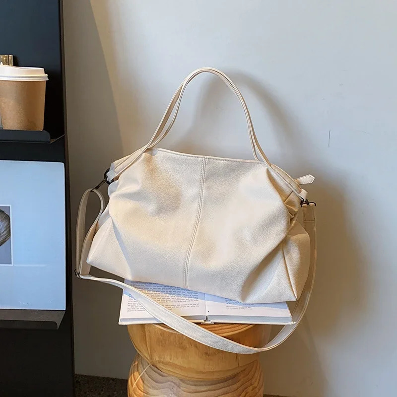 Pu Leather Korean All Match Chic Shoulder Handbags Casual Solid Office Lady Crossbody Bag Vintage Y2k Tote Bags High-capacity 250102