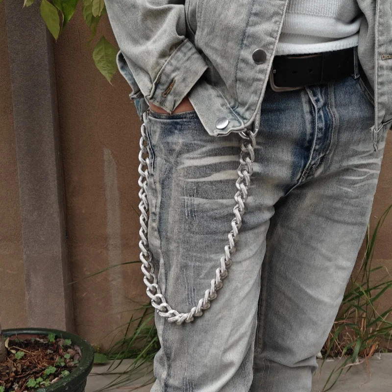 Original Exaggerated Type Cuban Pants Chain Heavy Metal Mens Locomotive Chain Ones Waist Punk Hip Hop Accessories250103