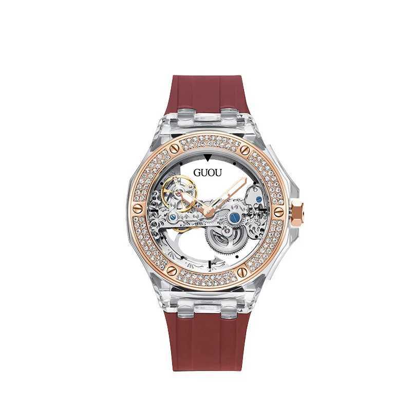2023 Fashion Guou Top Brand Simple Female Waterproof Female Water Diamond Sile Te Trend Automatic Machinery W250104