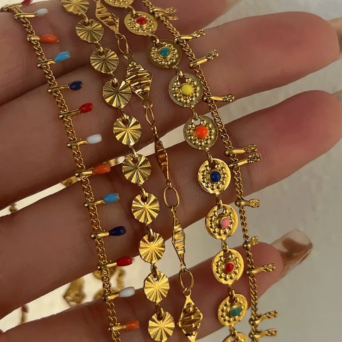 Punk Round Stainless Steel Waist Chain Trend Bohomia Rhinestone Belly Chain Womens Summer Sexy Beach Bikini Body Jewelry Gift 250103