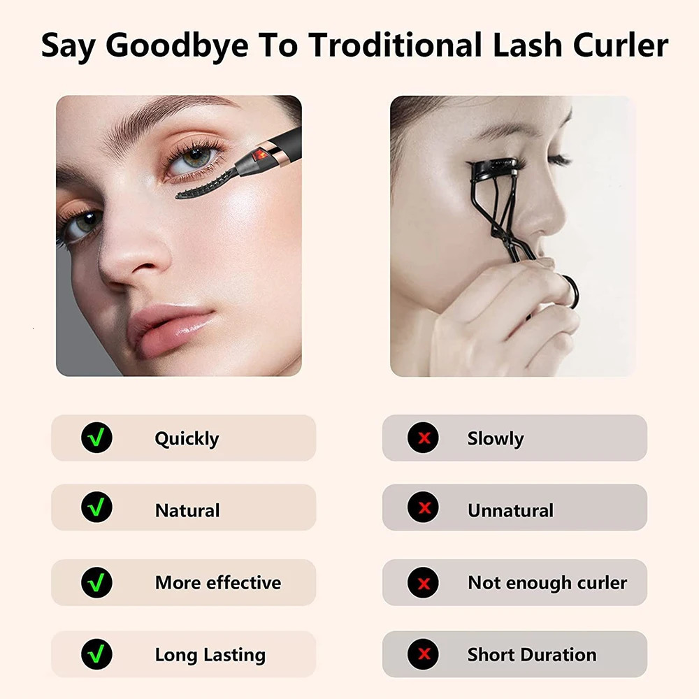 Heated Eyelash Curlers Electric Eyelash Curler for Makeup Tools USB Rechargeable with 3 Heating Modes Eyelash Curlers 241226