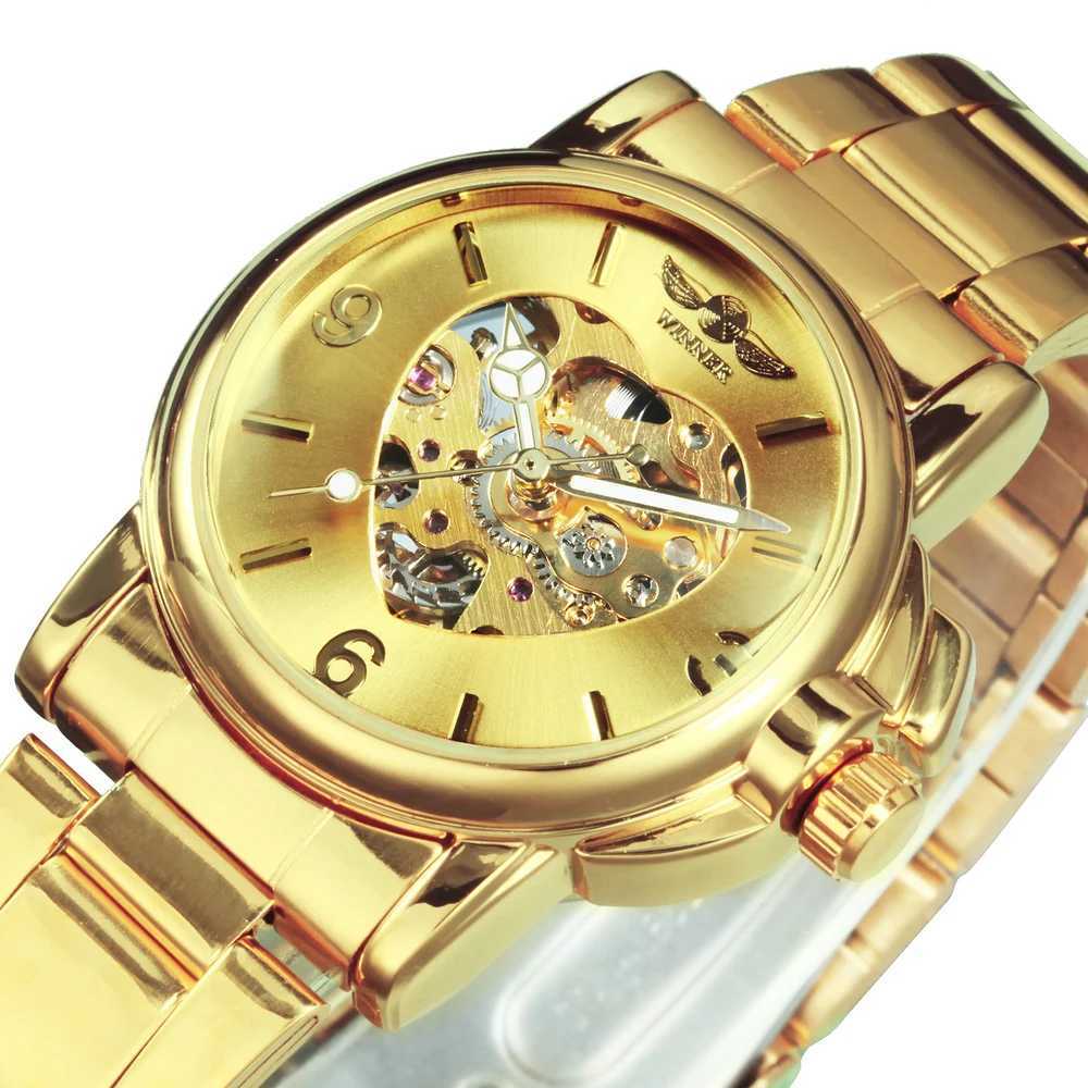 Fashion Award Winners Brand Women 2021 Automatic Mechanical Gold Core Skeleton Dial Stainless Steel Strip Elegant La W250104
