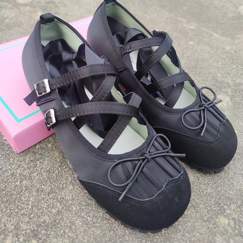 2024 Spring Mary Jane Cross Strap Flats Shoes Women Fashion Elegant Round Toe Ladies Comfort Soft Sole Ballerinas Shoes 250103