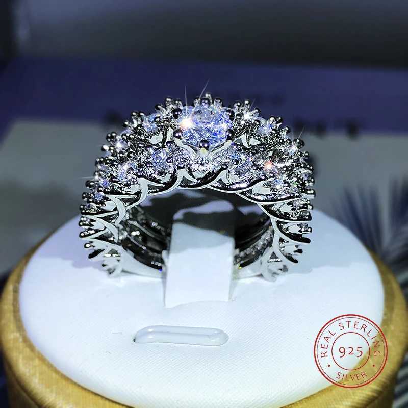 Fashionable High-End Full Diamond Full Zircon Pair Ring Design 925 Sterling Silver Party Wedding Engagement Jewelry GiftXJ250104