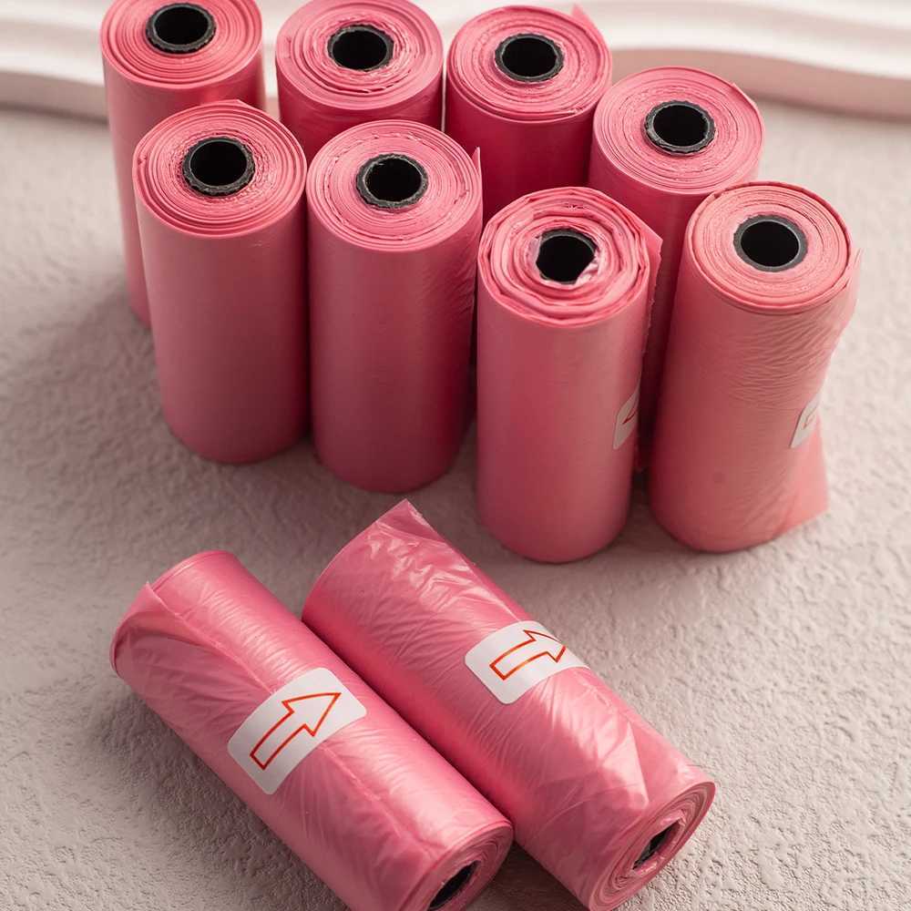 10 Rolls/Pack Pink Series Disposable Leak-Proof Dog Poop Bags Outdoor Clean Waste Bags for Puppy Products Pet Cleaning SuppliesXJ250104