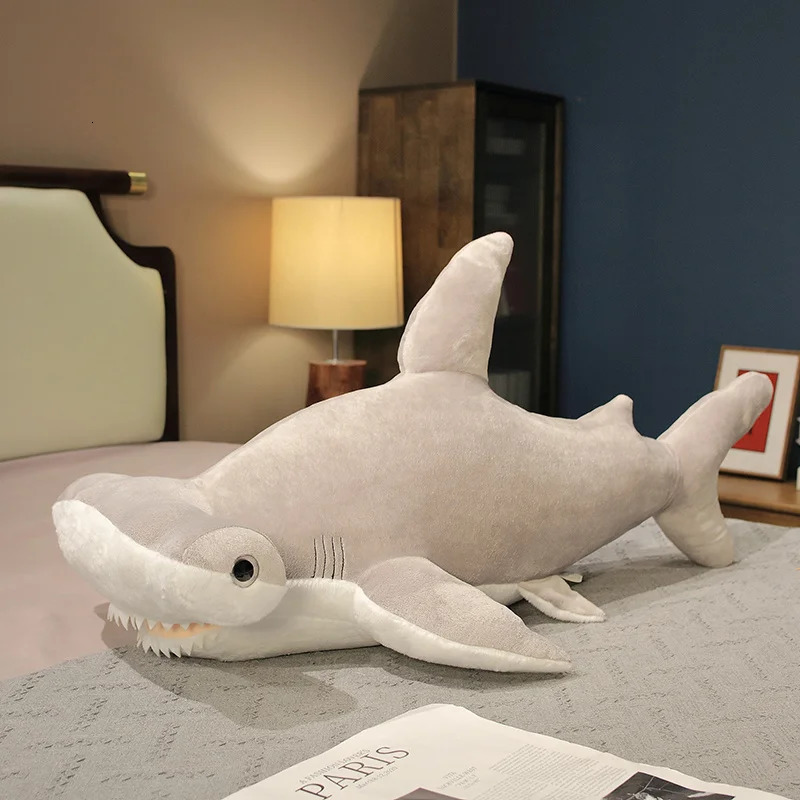 Giant Hammer Head Shark Blue Whale Plush Big Sleep Christmas Gift Ocean Animal Pillow Childrens Stuffed Toy Room Decoration Z260302