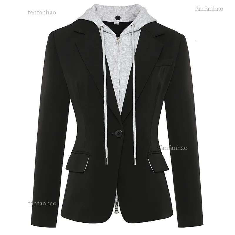 HIGH STREET Newest Stylish Blazer Jacket Women's Zip Removable Hooded Single Buttons Casual Blazer 201201