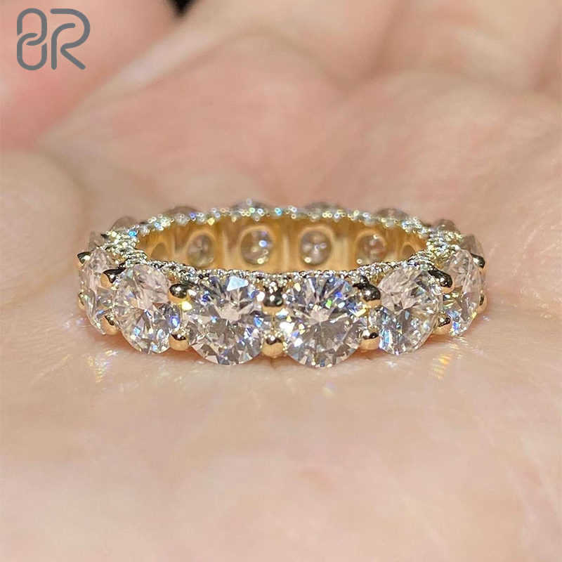 10k 14k 18k Solid Gold Moissanite Engagement Hoop Rings Charm Classic Ice Out Tennis Chain Solid Gold VVS Wedding Rings Women