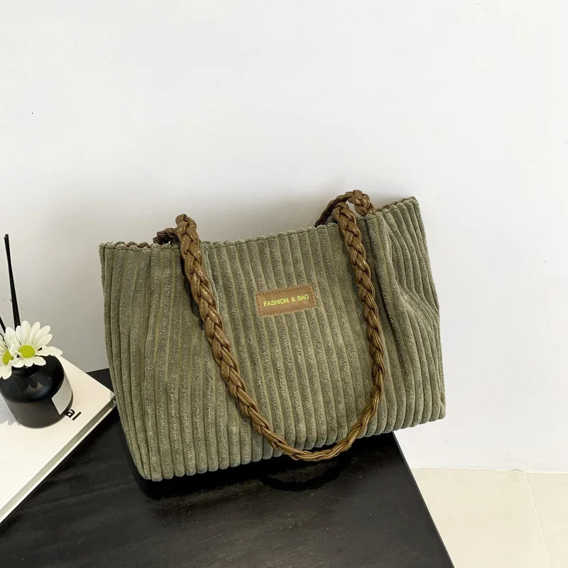 Women Corduroy Tote Bag For Leisure And Artistic High-capacity Casual Shopping Bag For School Work Shopping 250102
