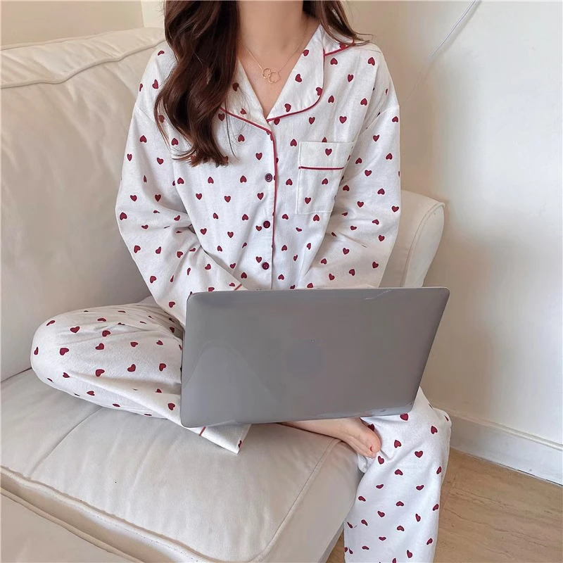 Korean Style Spring Autumn Rest Pajamas for Women Fashion Long Sleeve Pants High Grade Elegant Comfortable Lapel Loungewear 250103