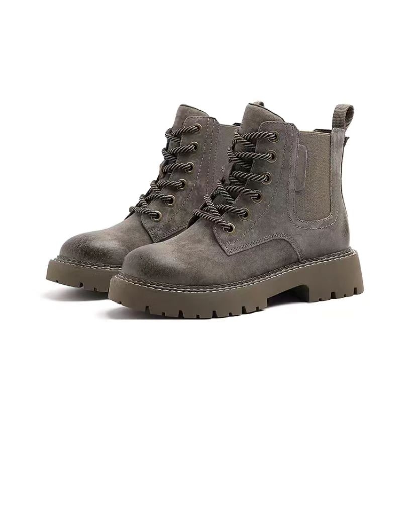 Autumn and winter British style short boots with thick sole and midsole Martin boots with increased height and slimming inside and plush hiking yellow