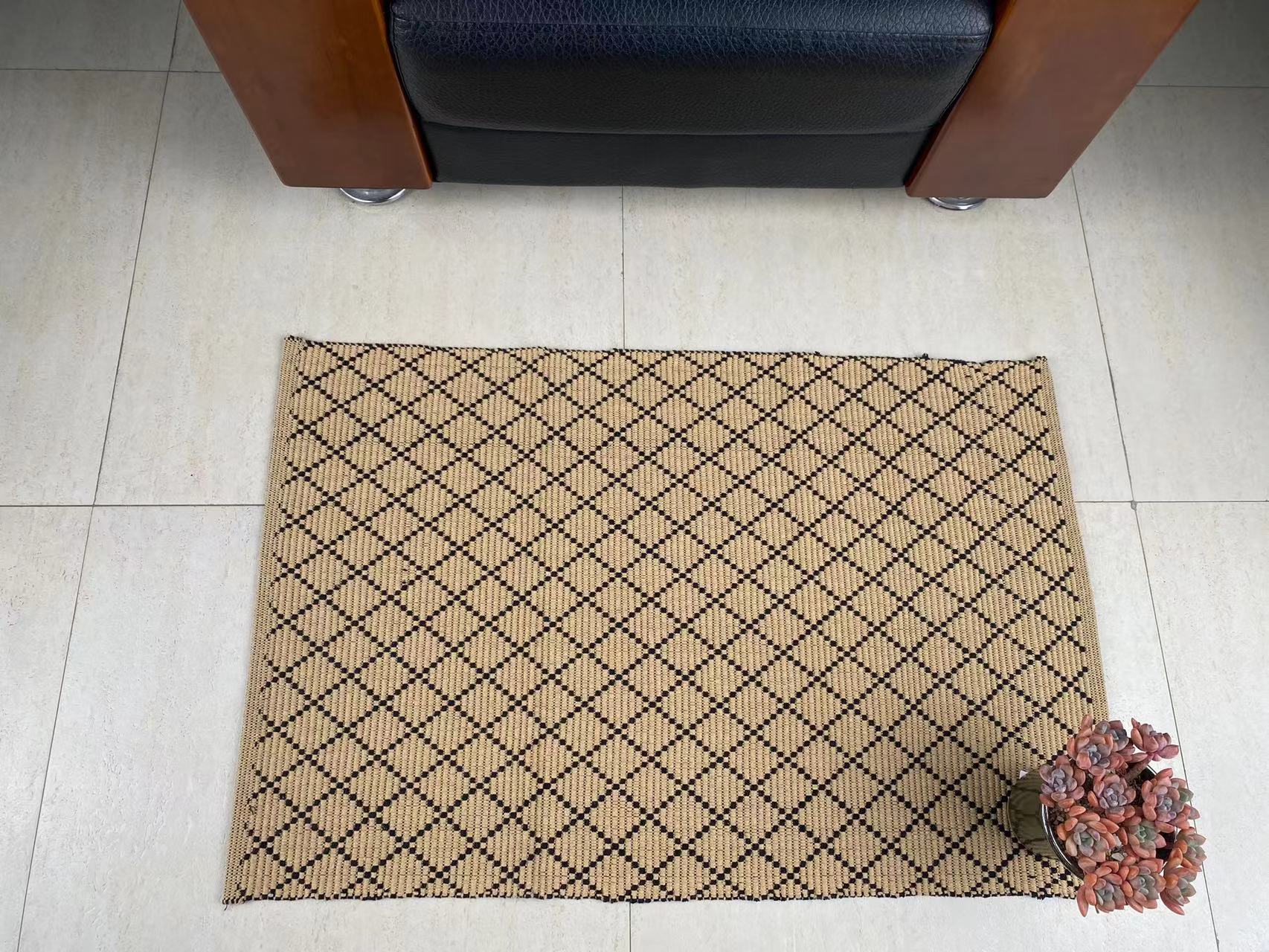 Sophisticated Hand-Woven Cotton Floor Mats - Versatile Design Addition for Modern Living Spaces